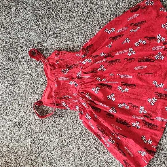 Disney Lilo And Stitch Red Mini Dress Tropical Hawaiian Keyhole Peakaboo Bodice - Picture 8 of 8